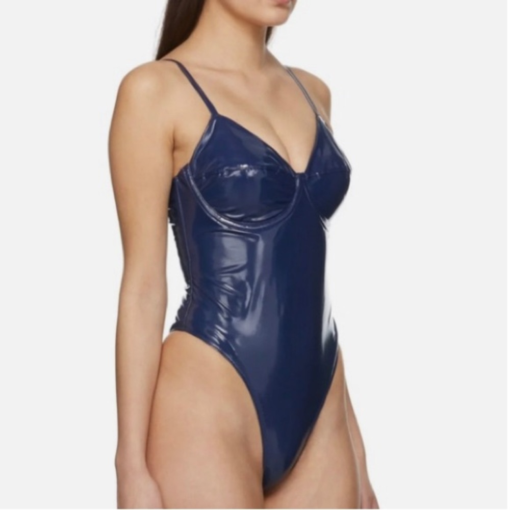 Navy Blue Adidas Ivy Park Latex Bodysuit